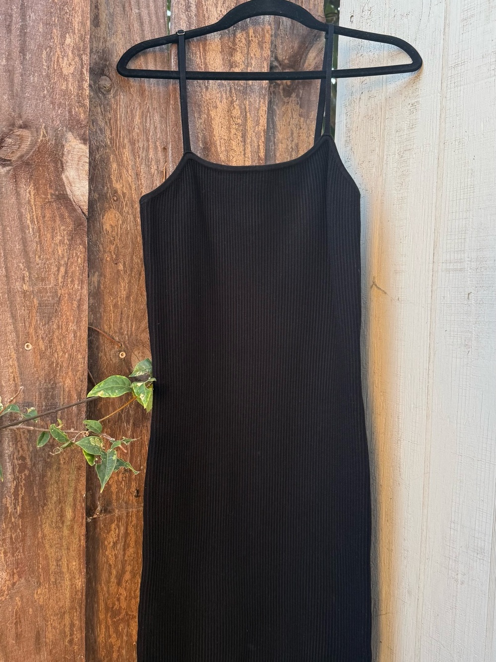 House of Harlow 1960 Black Ribbed Midi Slip Dress